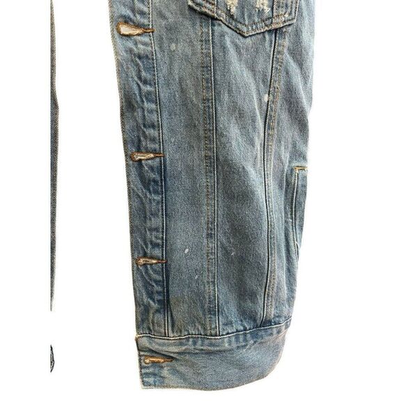 Mens M Trucker Denim Jean Jacket Cutoff Vest USA Snake Eagle Embroidered Patches - Picture 12 of 12